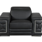 Three Piece Italian Leather Six Person Seating Set, Black