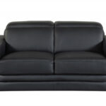 Three Piece Italian Leather Six Person Seating Set, Black