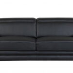 Three Piece Italian Leather Six Person Seating Set, Black