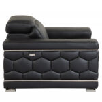 Three Piece Italian Leather Six Person Seating Set, Black