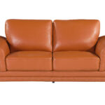 Three Piece Camel Italian Leather Six Person Seating Set