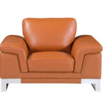 Three Piece Camel Italian Leather Six Person Seating Set