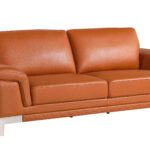 Three Piece Camel Italian Leather Six Person Seating Set