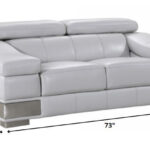 Three Piece Light Gray Italian Leather Six Person Sofa Set