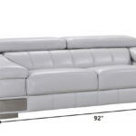 Three Piece Light Gray Italian Leather Six Person Sofa Set