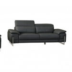 Italian Leather Dark Gray 3-Piece Seating Set for Six