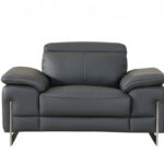 Italian Leather Dark Gray 3-Piece Seating Set for Six