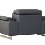 Italian Leather Dark Gray 3-Piece Seating Set for Six