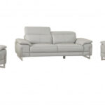 Light Gray Italian Leather 3-Piece Seating Set for Six