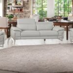 Light Gray Italian Leather 3-Piece Seating Set for Six