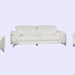 White Italian Leather 6-Person Sofa, Loveseat, and Chair Set