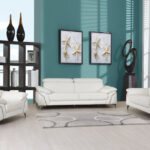 White Italian Leather 6-Person Sofa, Loveseat, and Chair Set
