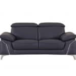 Navy Blue and Silver 71-Inch Genuine Leather Loveseat