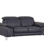 Navy Blue and Silver 71-Inch Genuine Leather Loveseat
