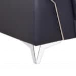 Navy Blue and Silver 71-Inch Genuine Leather Loveseat