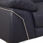 Navy Blue and Silver 71-Inch Genuine Leather Loveseat