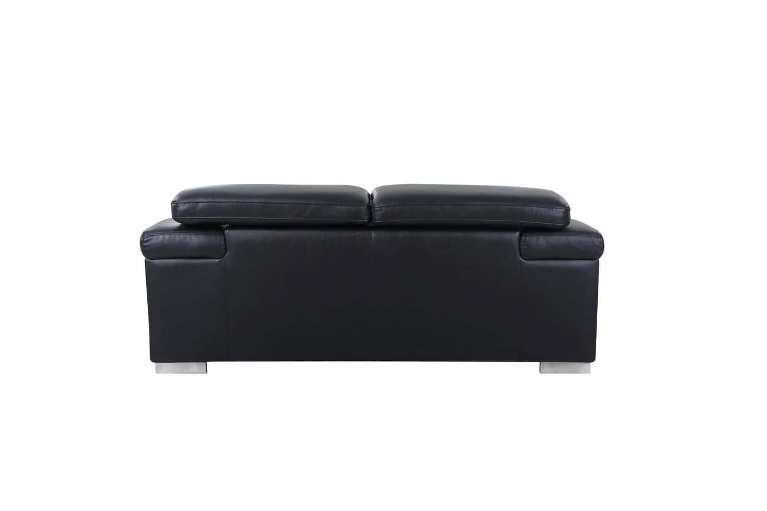 Black and Silver Genuine Leather Love Seat with Metal Legs 6 Black and Silver Genuine Leather Love Seat with Metal Legs - Image 6