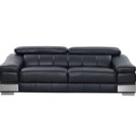 Three Piece Black Italian Leather Six Person Seating Set
