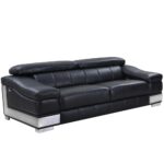Three Piece Black Italian Leather Six Person Seating Set