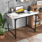 Compact Home Office Desk with Charging Station and Storage Options