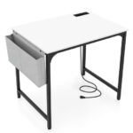 Compact Home Office Desk with Charging Station and Storage Options