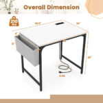 Compact Home Office Desk with Charging Station and Storage Options