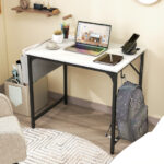 Compact Home Office Desk with Charging Station and Storage Options