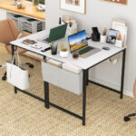 Compact Home Office Desk with Charging Station and Storage Options