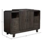 Chocolate Solid Pine Contemporary Dining Server With Drawers and Cabinets