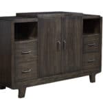 Chocolate Solid Pine Contemporary Dining Server With Drawers and Cabinets