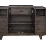 Chocolate Solid Pine Contemporary Dining Server With Drawers and Cabinets