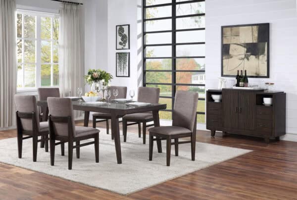 Chocolate Solid Pine Contemporary Fixed Top Dining Table