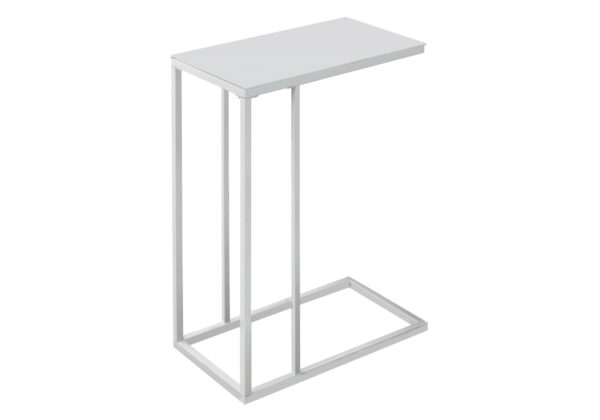 18.25" X 10.25" X 24" White Metal Glass Accent Table
