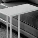18.25" X 10.25" X 24" White Metal Glass Accent Table
