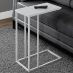 18.25" X 10.25" X 24" White Metal Glass Accent Table