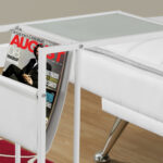 White Modern Metal and Glass TV Table
