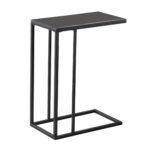 18.25" x 10.25" x 24" Black Metal Glass Accent Table
