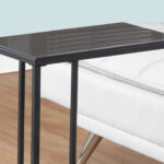 18.25" x 10.25" x 24" Black Metal Glass Accent Table
