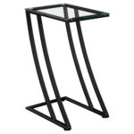 15.75 x 12 x 24 Black Metal Tempered Glass Accent Table