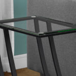 15.75 x 12 x 24 Black Metal Tempered Glass Accent Table