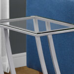 15.75 x 12 x 24 Silver Metal Glass Accent Table