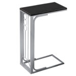 16" X 9" X 24.5"  Contemporary Black Silver MDF Metal Accent Table