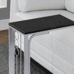 16" X 9" X 24.5"  Contemporary Black Silver MDF Metal Accent Table