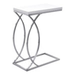 18.25" X 10.25" X 25" White MDF Metal Side Table