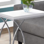 18.25" X 10.25" X 25" White MDF Metal Side Table
