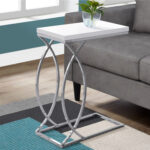 18.25" X 10.25" X 25" White MDF Metal Side Table