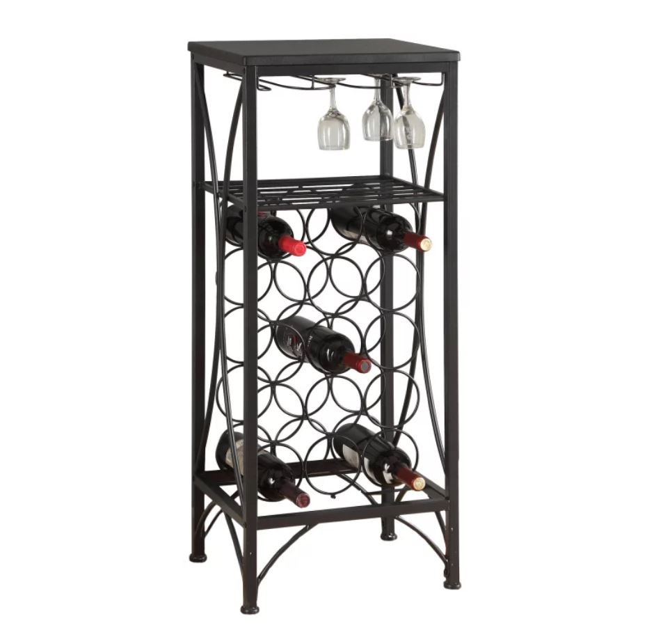 41-Inch Black Stainless Steel Contemporary Wine Rack 1 41-Inch Black Stainless Steel Contemporary Wine Rack
