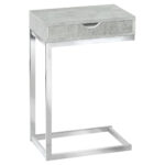 10.25" X 15.75" X 24.5" Grey Finish Metal Accent Table