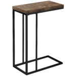 18.25" Brown and Black Particle Board Metal Accent Table
