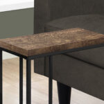 18.25" Brown and Black Particle Board Metal Accent Table